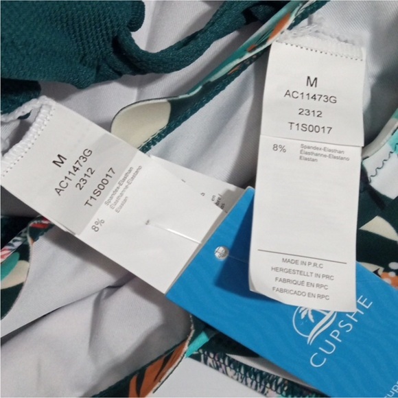 LACE UP TOP & LOW RISE BIKINI GREEN FLORAL SCALLOPED EDGE SIZE MEDIUM Host Pick - Picture 10 of 13